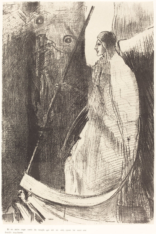 Et un autre ange sortit du temple qui est au ciel, ayant lui aussi une faucille tranchante (And another angel came out of the temple which is in heaven, and he also having a sharp sickle) by Odilon Redon (French, 1867 - 1939), 16X12"(A3)Poster Print