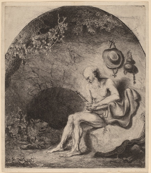 Saint Jerome in the Cave by Ferdinand Bol (Dutch, 1616 - 1680), 16X12"(A3)Poster Print