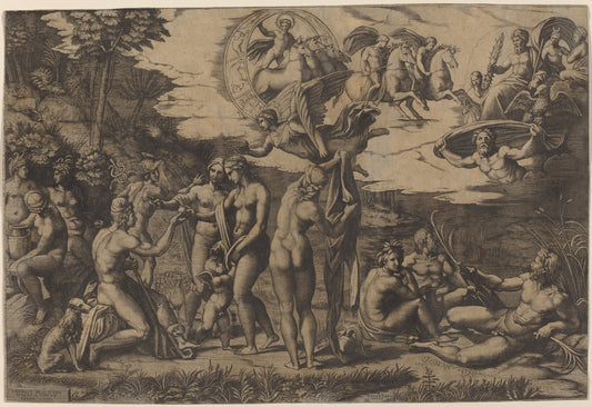 The Judgment of Paris by Marcantonio Raimondi after Raphael (Italian, c. 1480 - c. 1534), 16X12"(A3)Poster Print