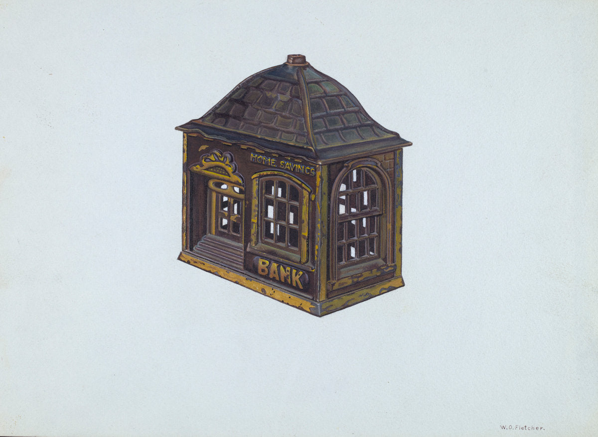 Home Savings bank by William O. Fletcher (American, active c. 1935), 16X12"(A3)Poster Print