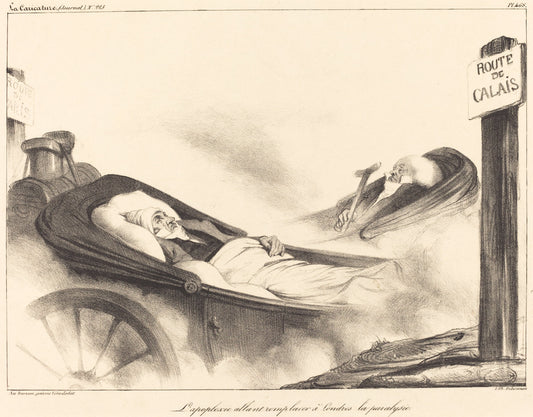L'Apoplexie allant remplacer a Londres la paralysie by Honoré Daumier (French, 1808 - 1879), 16X12"(A3)Poster Print