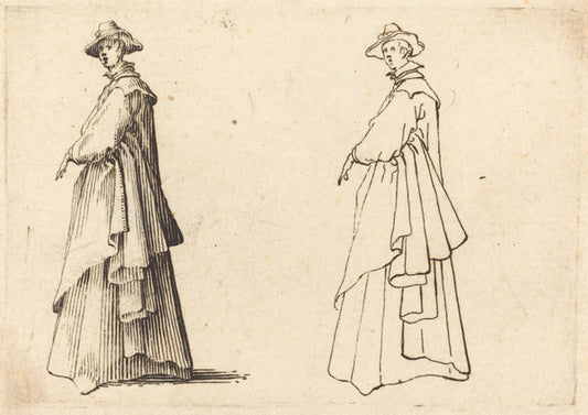 Lady in a Large Coat by Jacques Callot (French, 1592 - 1635), 16X12"(A3)Poster Print