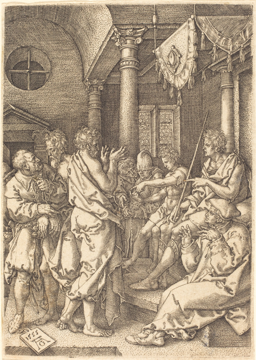 The Two Elders Convicted by the Testimony of Daniel by Heinrich Aldegrever (German, 1502 - 1555/1561), 16X12"(A3)Poster Print