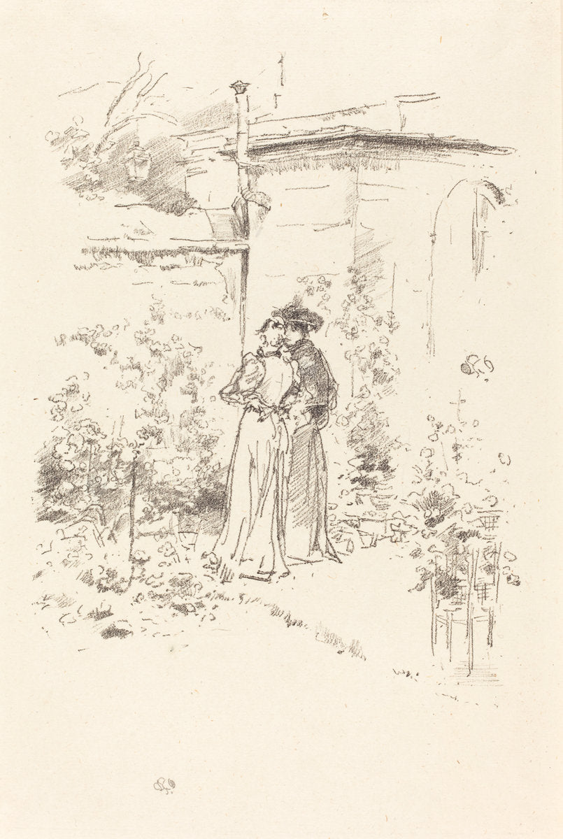 Confidences in the Garden by James McNeill Whistler (American, 1834 - 1903), 16X12"(A3)Poster Print