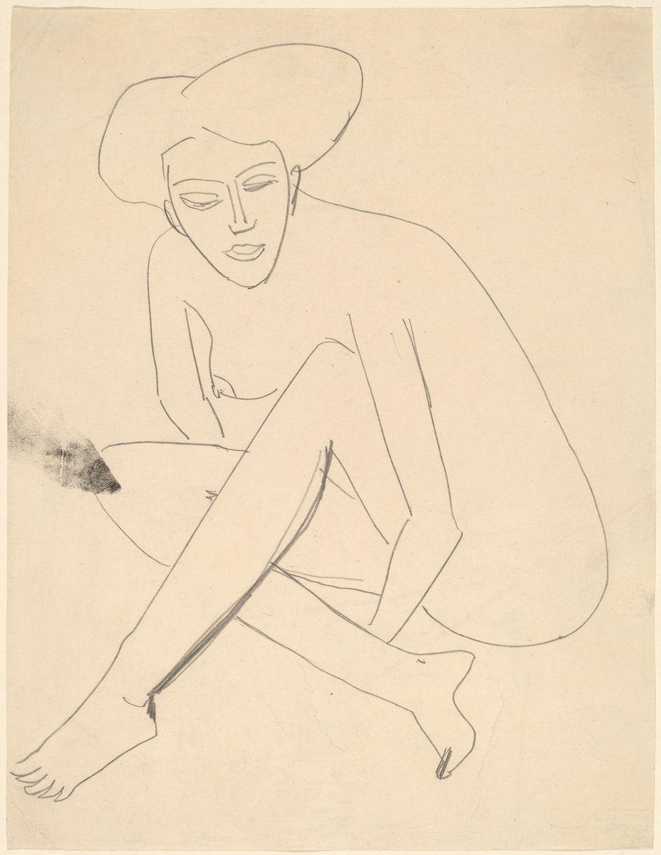 Dodo Seated by Ernst Ludwig Kirchner (German, 1880 - 1938), 16X12"(A3)Poster Print