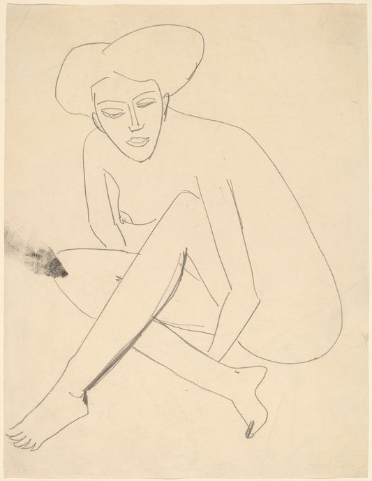 Dodo Seated by Ernst Ludwig Kirchner (German, 1880 - 1938), 16X12"(A3)Poster Print