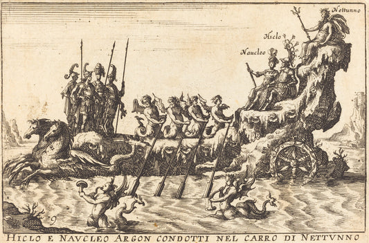 Hiclo e Naucleo Argon condotti nel carro di Nettuno by Balthasar Moncornet after Remigio Cantagallina (French, c. 1600 - 1668), 16X12"(A3)Poster Print