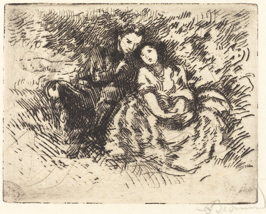 Amorous Conversation (Conversation amoreuse) by Albert Besnard (French, 1849 - 1934), 16X12"(A3)Poster Print
