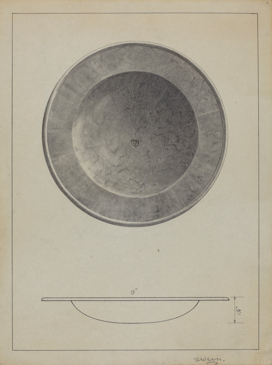 Silver Alms Dish by Simon Weiss (American, active c. 1935), 16X12"(A3)Poster Print