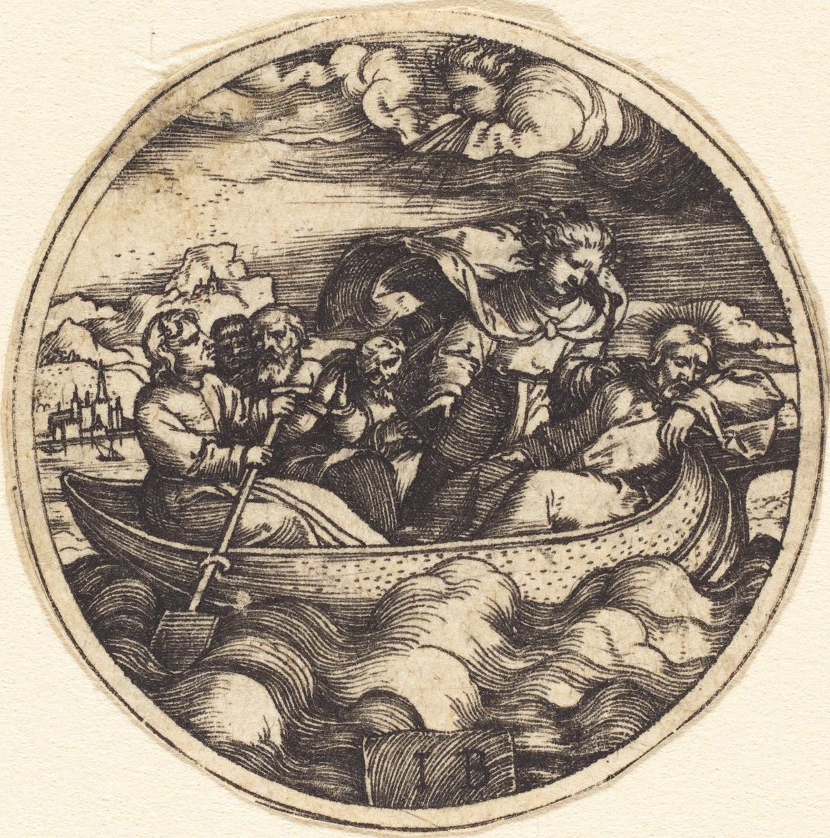 Christ Stilling the Storm by Master IB (German, active c. 1523/1530), 16X12"(A3)Poster Print