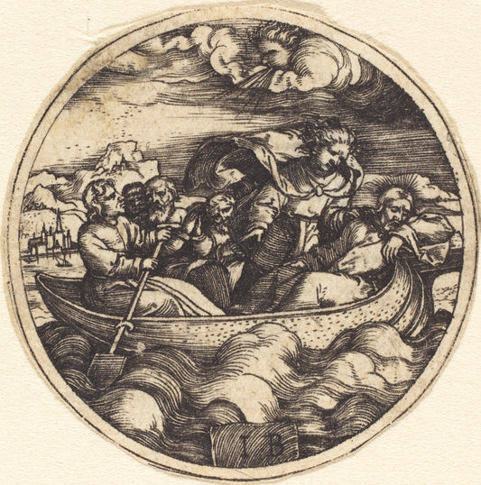 Christ Stilling the Storm by Master IB (German, active c. 1523/1530), 16X12"(A3)Poster Print