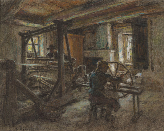 The Weaver's Cottage by Léon-Augustin Lhermitte (French, 1844 - 1925), 16X12"(A3)Poster Print