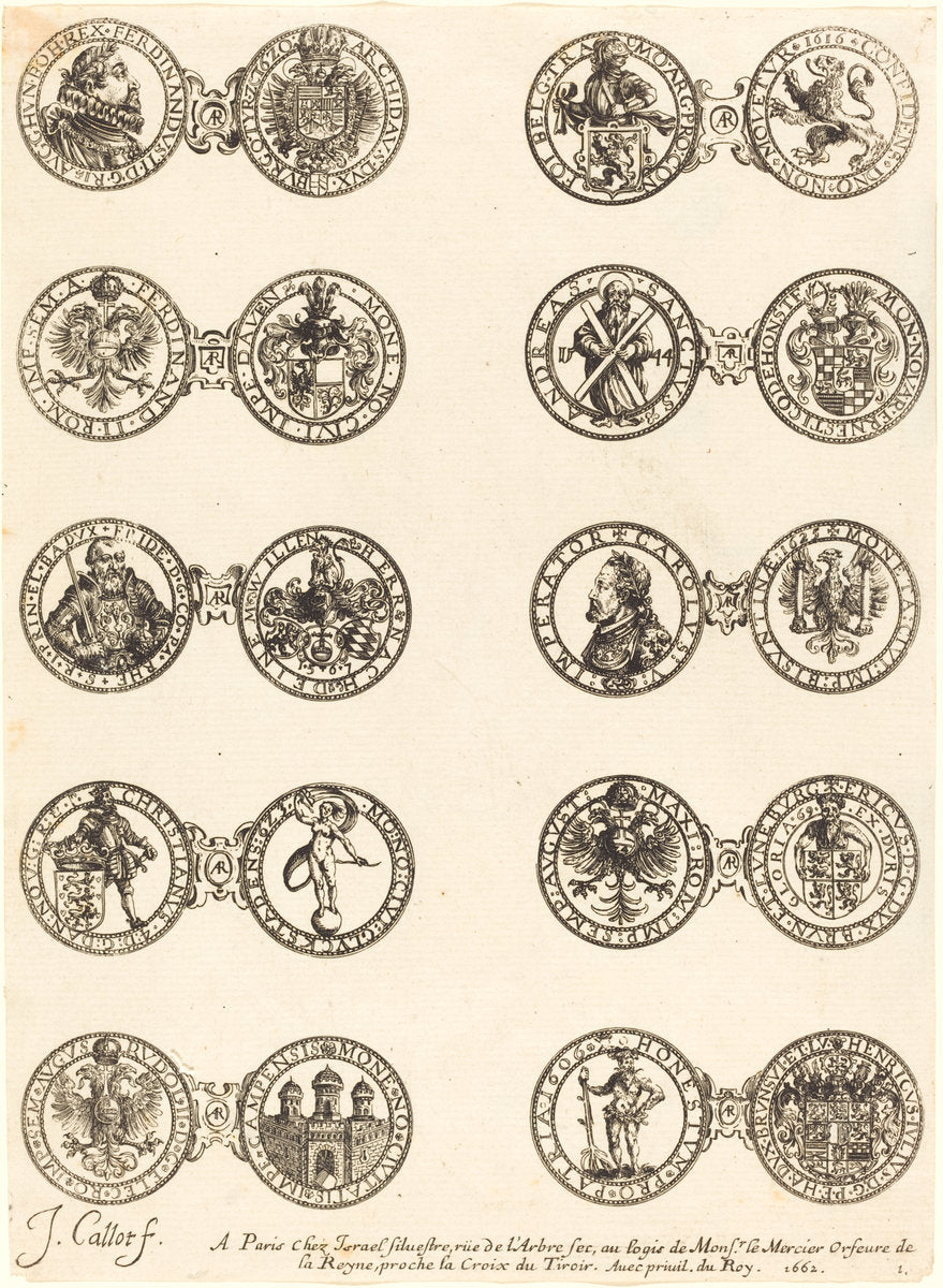 Coins [plate 1] by Jacques Callot (French, 1592 - 1635), 16X12"(A3)Poster Print