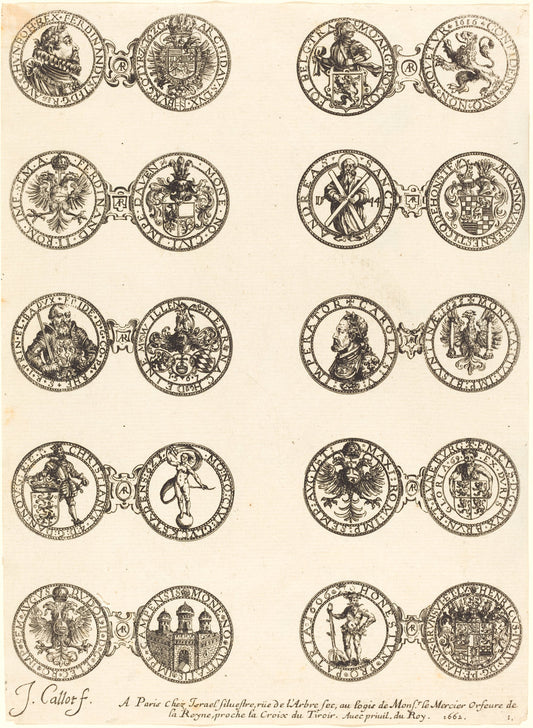 Coins [plate 1] by Jacques Callot (French, 1592 - 1635), 16X12"(A3)Poster Print