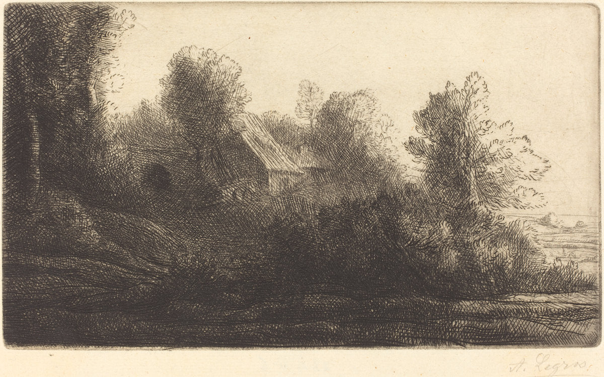 View of a Farm, 2nd plate (La ferme de Bienheureux) by Alphonse Legros (French, 1837 - 1911), 16X12"(A3)Poster Print