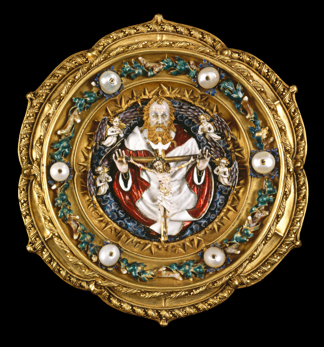 c. 1400/1410 (Trinity and Angels); 1884/1897 (setting) by French 15th Century (setting western European late 19th Century) (Morse with the Trinity), 16X12"(A3)Poster Print
