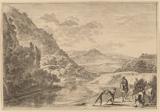 Fishermen at the Tiber, near the Soracte by Jan Both (Dutch, 1615/1618 - 1652), 16X12"(A3)Poster Print