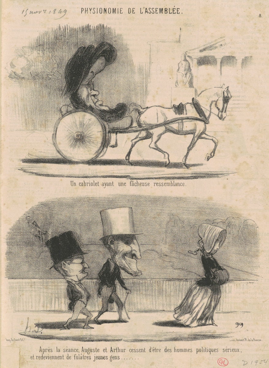 Un cabriolet ayant une facheuse ressemblance ... by Honoré Daumier (French, 1808 - 1879), 16X12"(A3)Poster Print