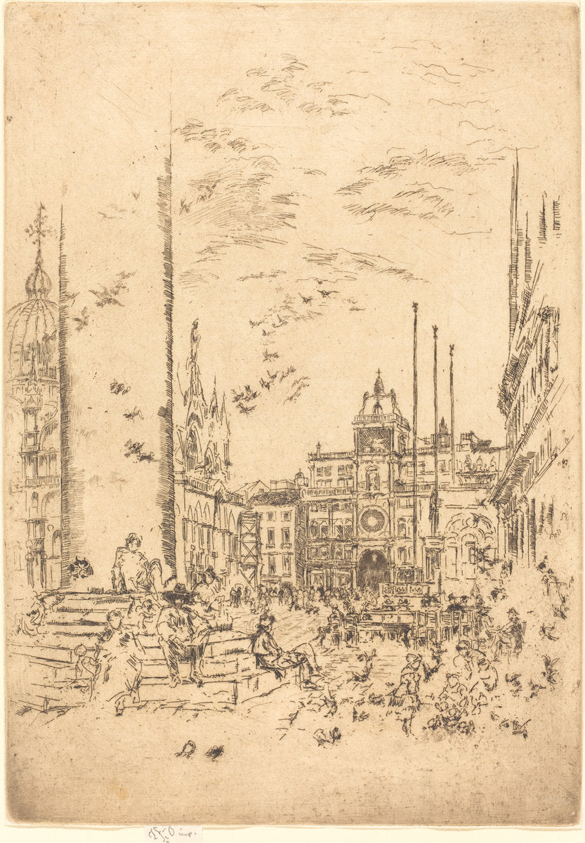 The Piazzetta by James McNeill Whistler (American, 1834 - 1903), 16X12"(A3)Poster Print