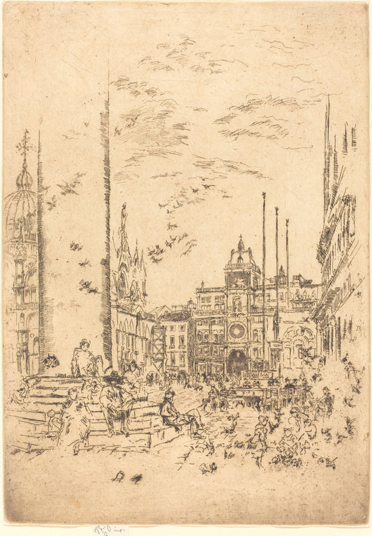 The Piazzetta by James McNeill Whistler (American, 1834 - 1903), 16X12"(A3)Poster Print