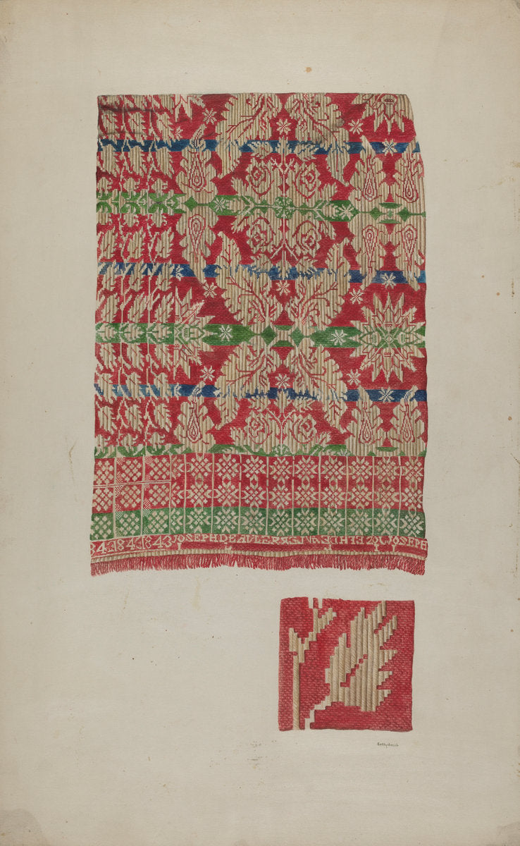 Coverlet by Betty Jacob (American, active c. 1935), 16X12"(A3)Poster Print
