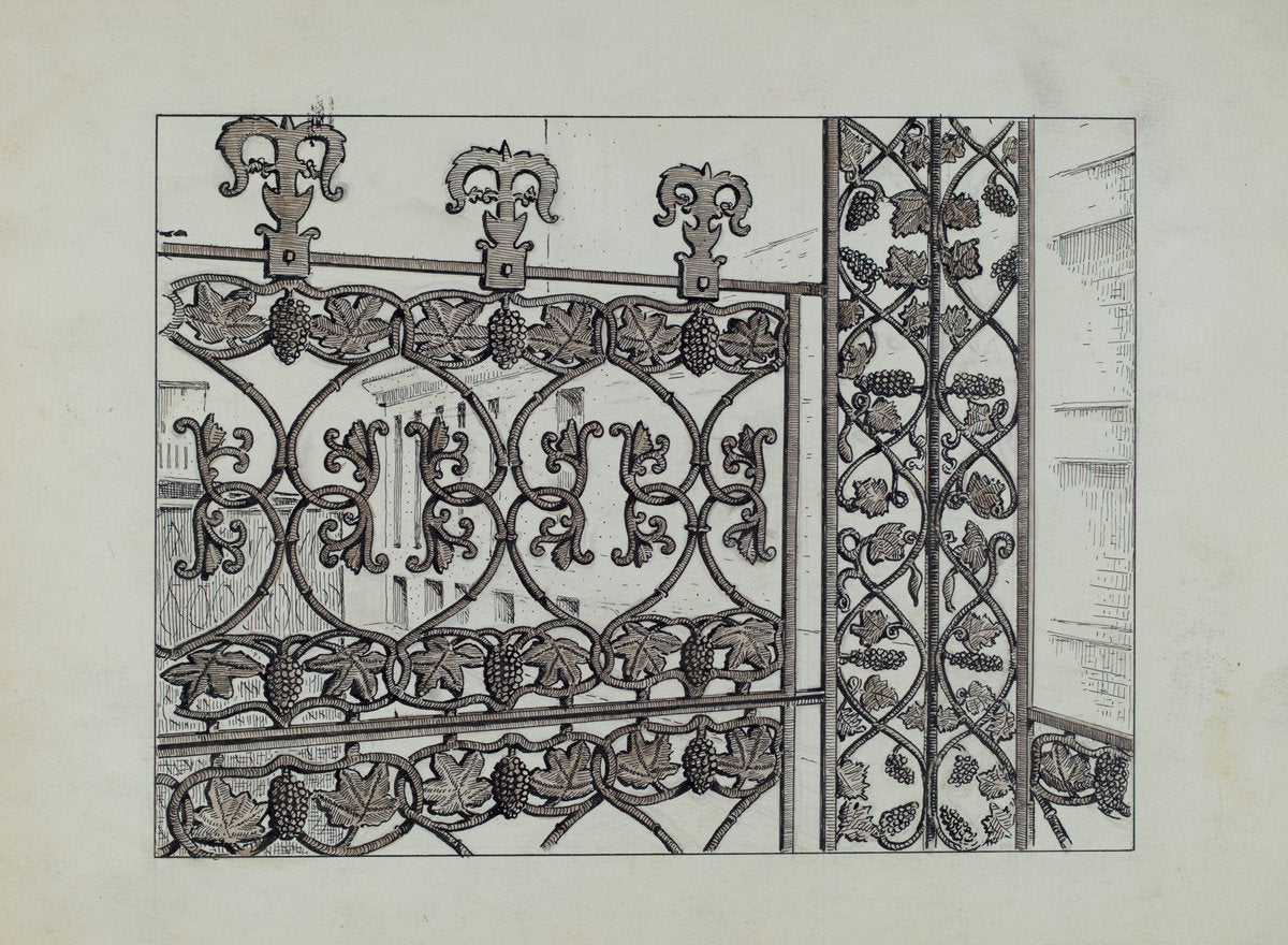 Cast Iron Balcony Rail by Al Curry (American, active c. 1935), 16X12"(A3)Poster Print