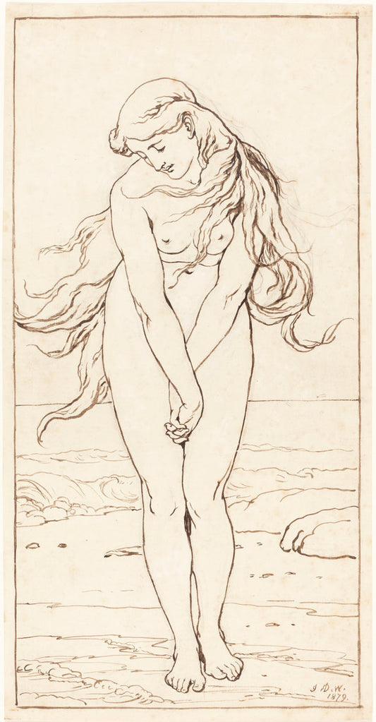 Standing Nude with Crossed Arms by John Dawson Watson (British, 1832 - 1892), 16X12"(A3)Poster Print