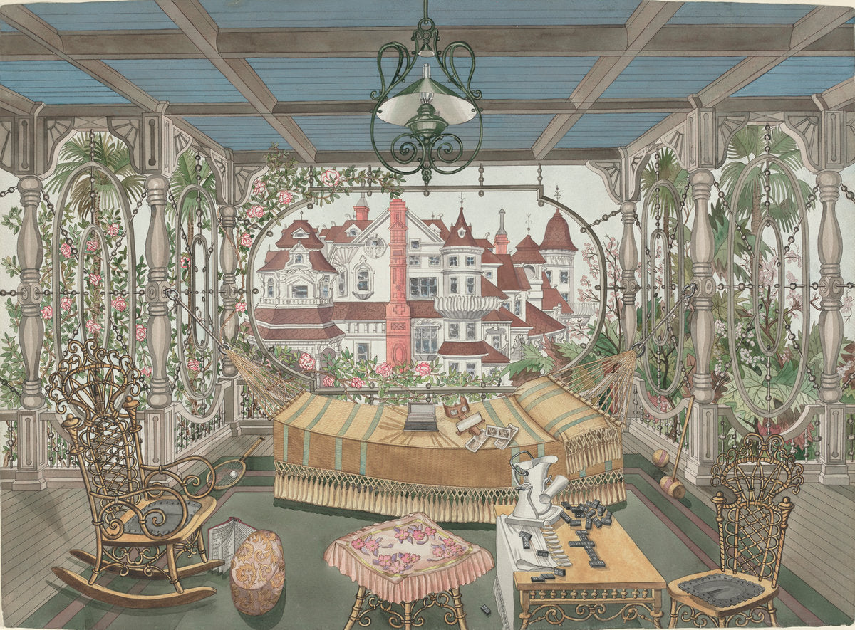 Veranda, 1885 by Perkins Harnly (American, 1901 - 1986), 16X12"(A3)Poster Print