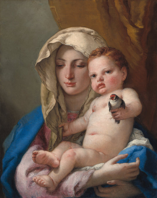 Madonna of the Goldfinch by Giovanni Battista Tiepolo (Venetian, 1696 - 1770), 16X12"(A3)Poster Print