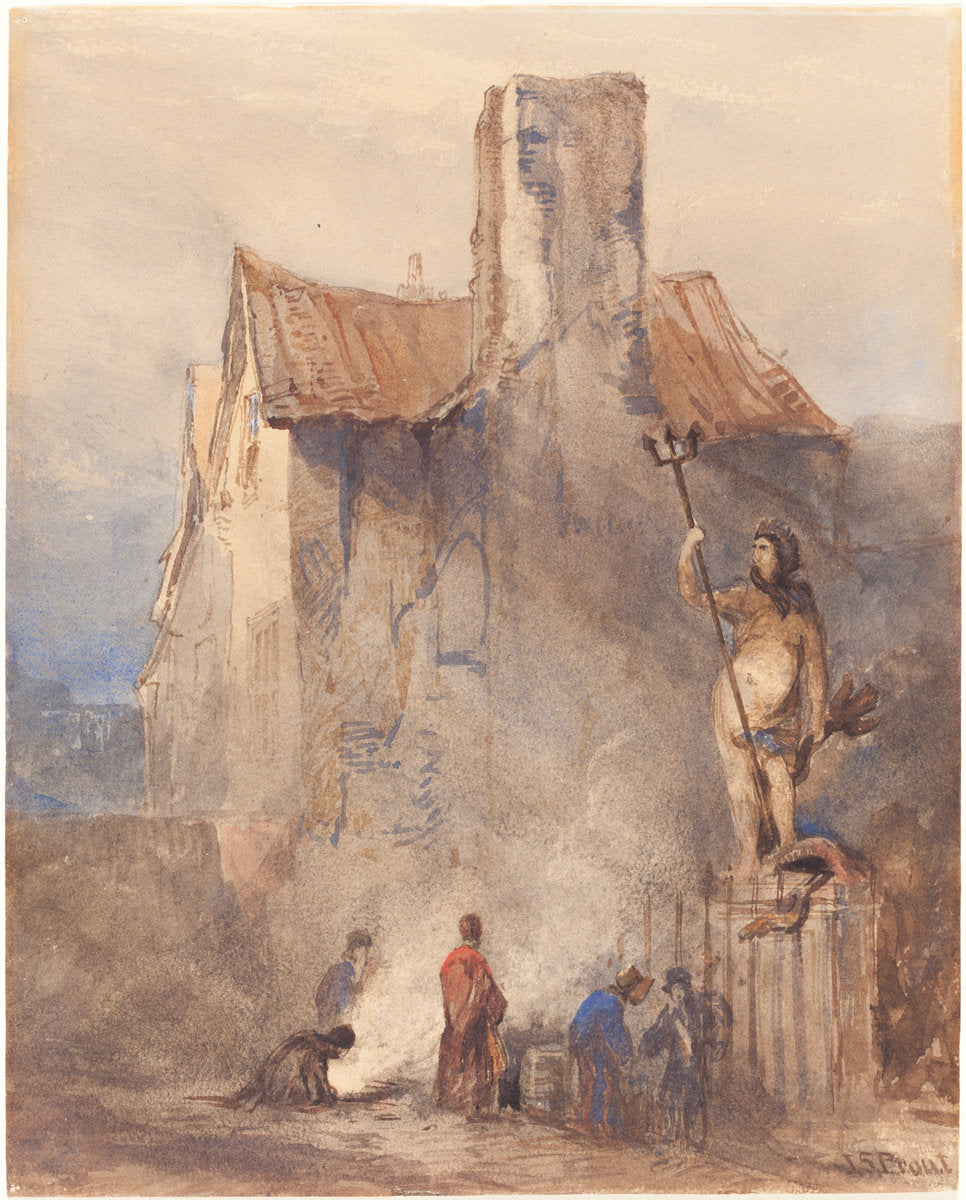 The Bristol Riots: The Burning in the Street by John Skinner Prout (British, 1806 - 1876), 16X12"(A3)Poster Print