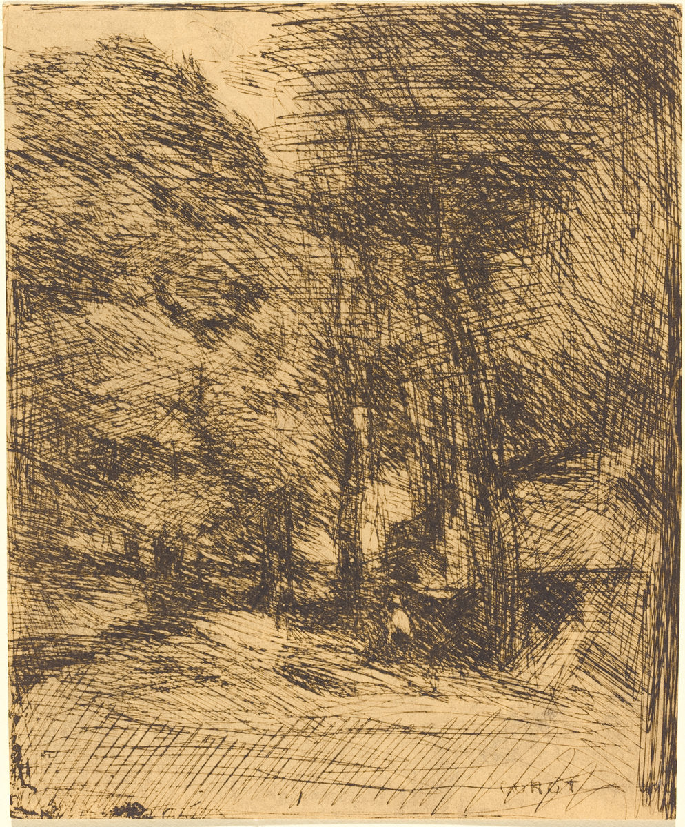 Souvenir of Bas-Breau (Souvenir du Bas-Breau) by Jean-Baptiste-Camille Corot (French, 1796 - 1875), 16X12"(A3)Poster Print