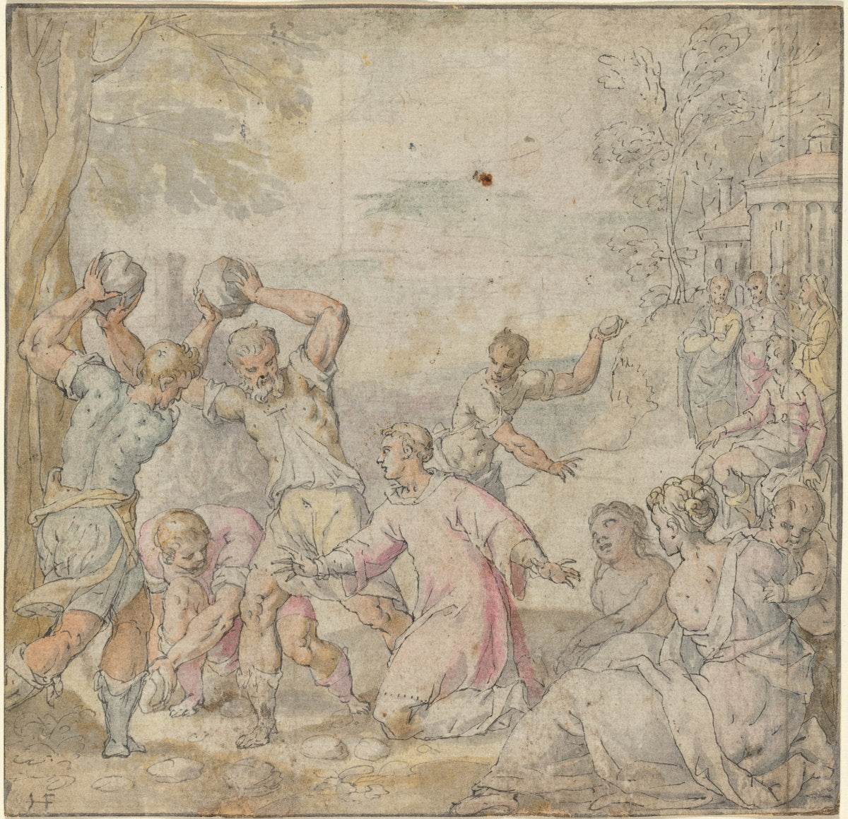 The Stoning of Saint Stephen by Hans Freyberger (German, 1571 - 1631), 16X12"(A3)Poster Print