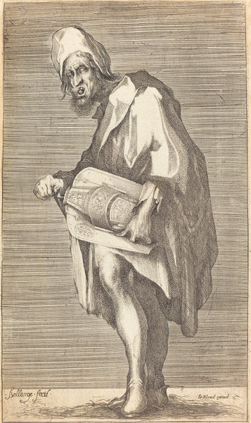 The Blind Hurdy Gurdy Player by Jacques Bellange (French, c. 1575 - died 1616), 16X12"(A3)Poster Print