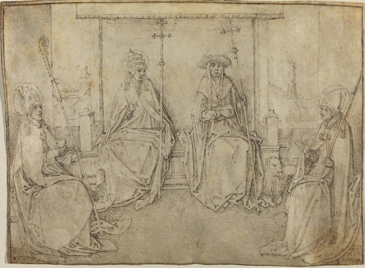 The Four Latin Fathers of the Church by Workshop of Valentijn van Orley (Netherlandish, 1466 - 1532), 16X12"(A3)Poster Print