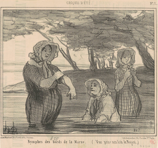 Nymphes des bords de la marene by Honoré Daumier (French, 1808 - 1879), 16X12"(A3)Poster Print