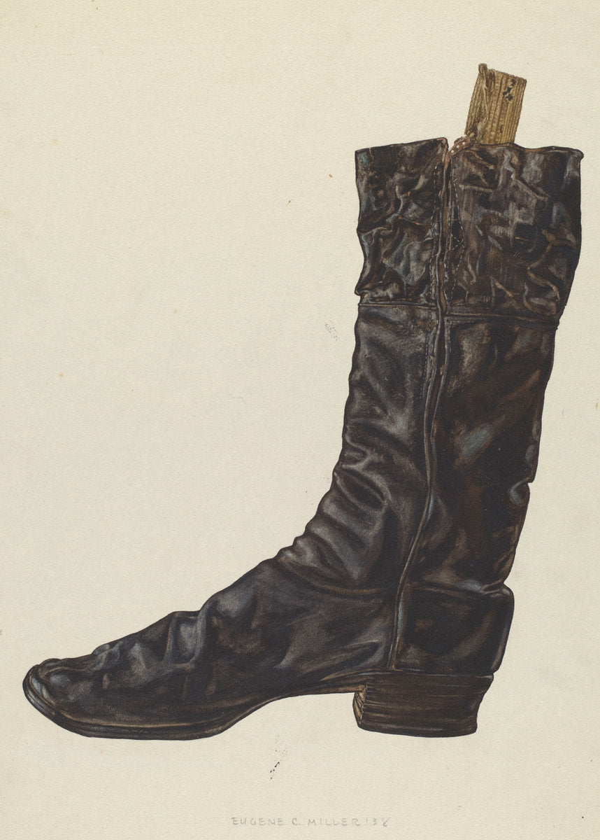Man's Boot by Eugene C. Miller (American, active c. 1935), 16X12"(A3)Poster Print