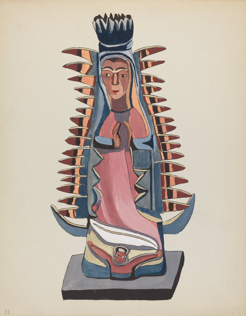 1935/1942 by American 20th Century (Plate 31: Our Lady of Guadalupe: From Portfolio "Spanish Colonial Designs of New Mexico"), 16X12"(A3)Poster Print