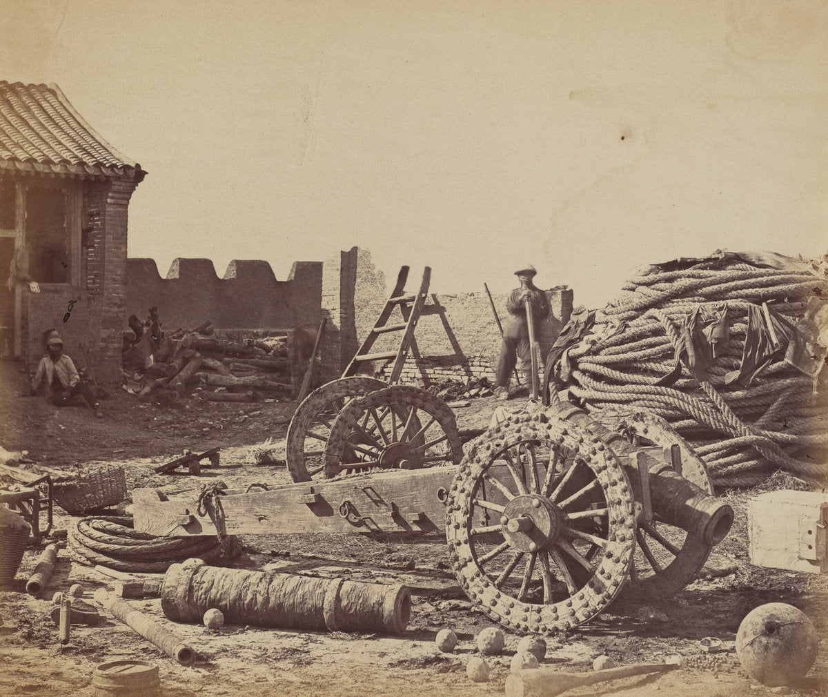 Interior of Pehtang Fort Showing the Magazine and Wooden Gun, August 1, 1860 by Felice Beato (British, born Venice, 1832 - 1909), 16X12"(A3)Poster Print