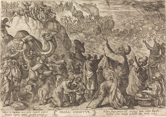 Pharaoh's Army Drowns in the Red Sea by Antonio Tempesta (Florentine, 1555 - 1630), 16X12"(A3)Poster Print