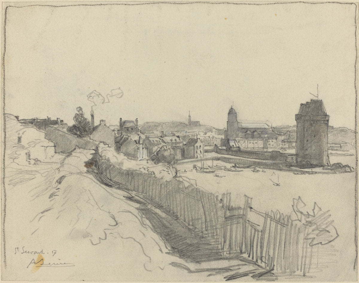 Saint Servan by Auguste Lepère (French, 1849 - 1918), 16X12"(A3)Poster Print