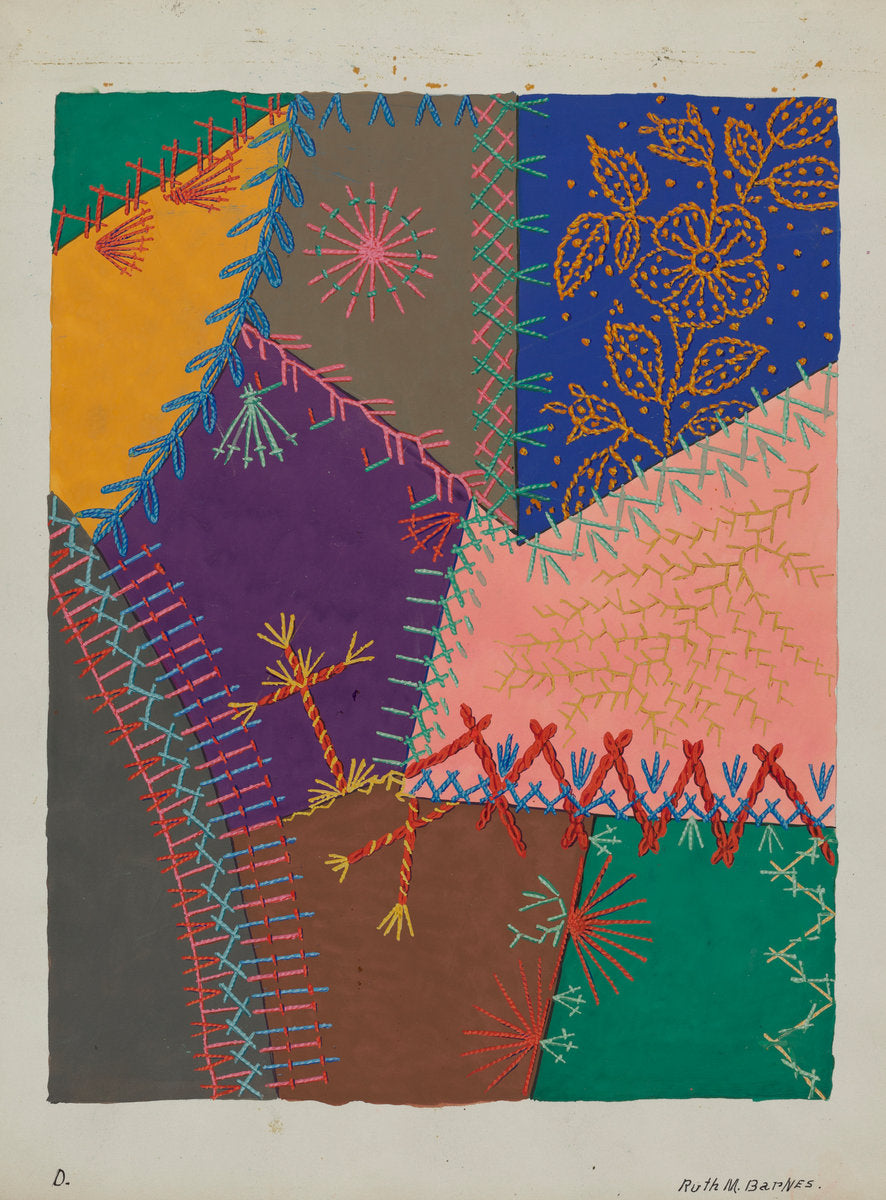 Crazy Quilt (Detail) by Ruth M. Barnes (American, active c. 1935), 16X12"(A3)Poster Print