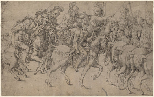 Riders Carrying Bows and Javelins by Antonio Fantuzzi after Giulio Romano (Italian, c. 1510 - 1550 or after), 16X12"(A3)Poster Print