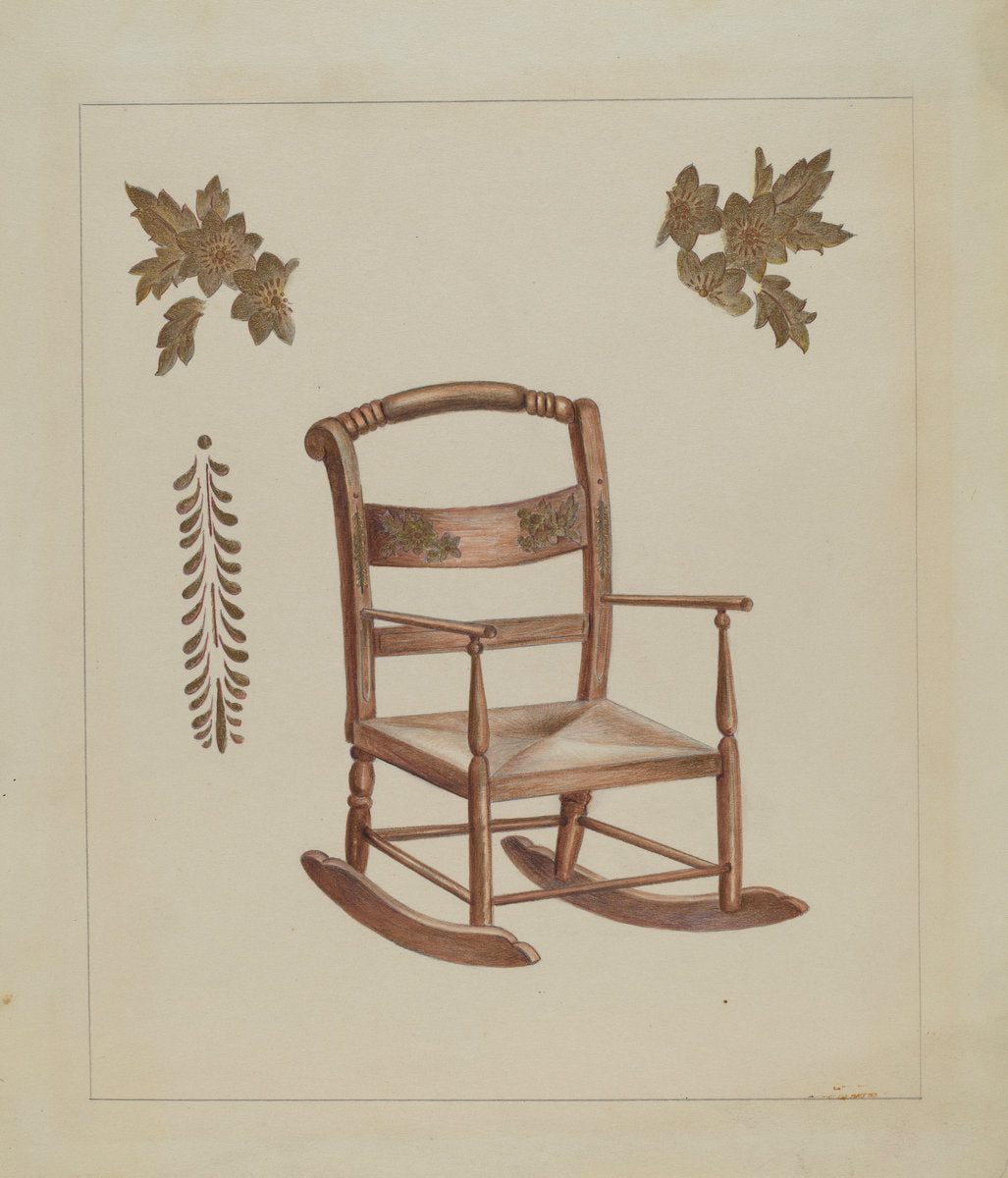 Rocking Chair by Charlotte Winter (American, active c. 1935), 16X12"(A3)Poster Print