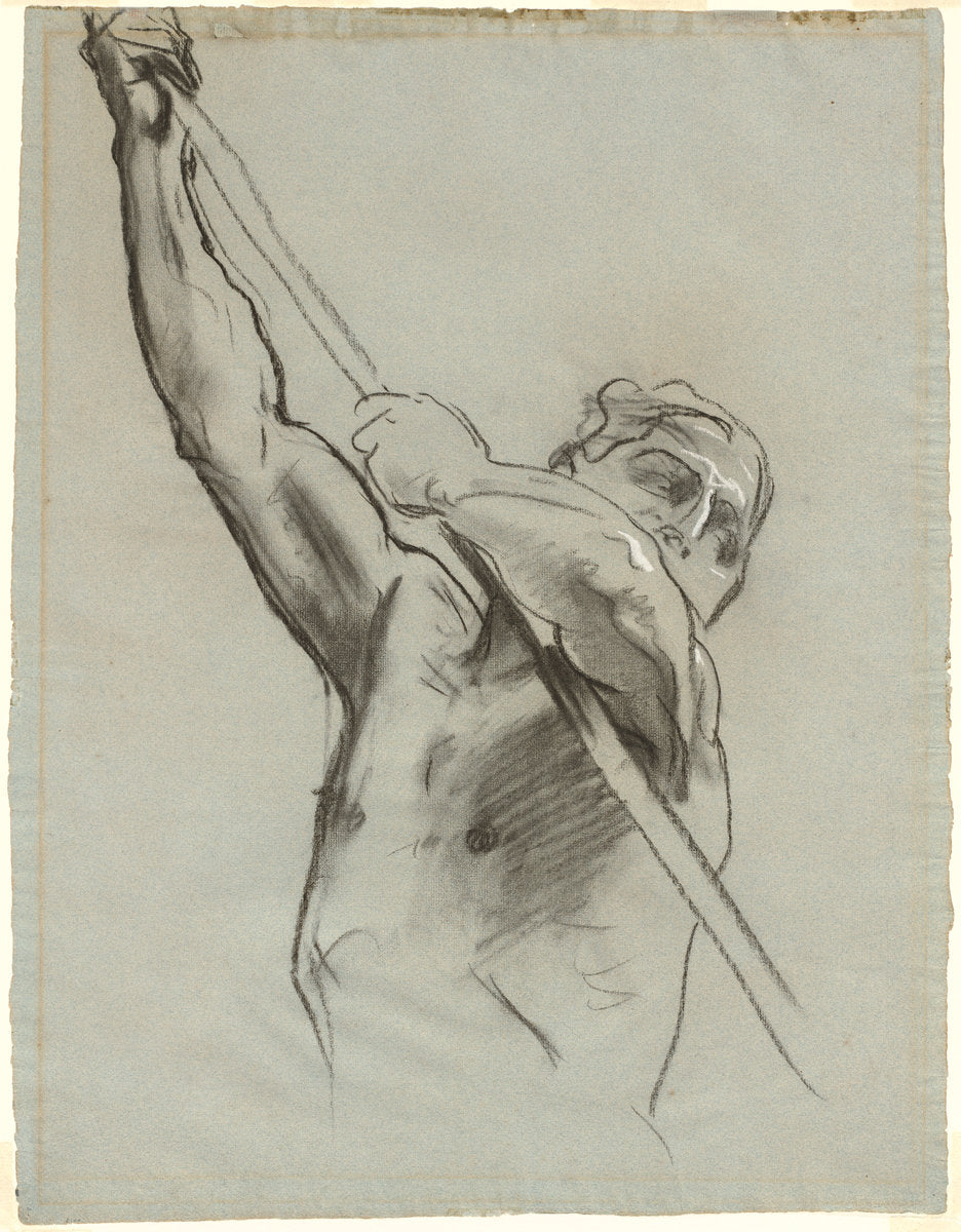Male Torso with Pole by John Singer Sargent (American, 1856 - 1925), 16X12"(A3)Poster Print