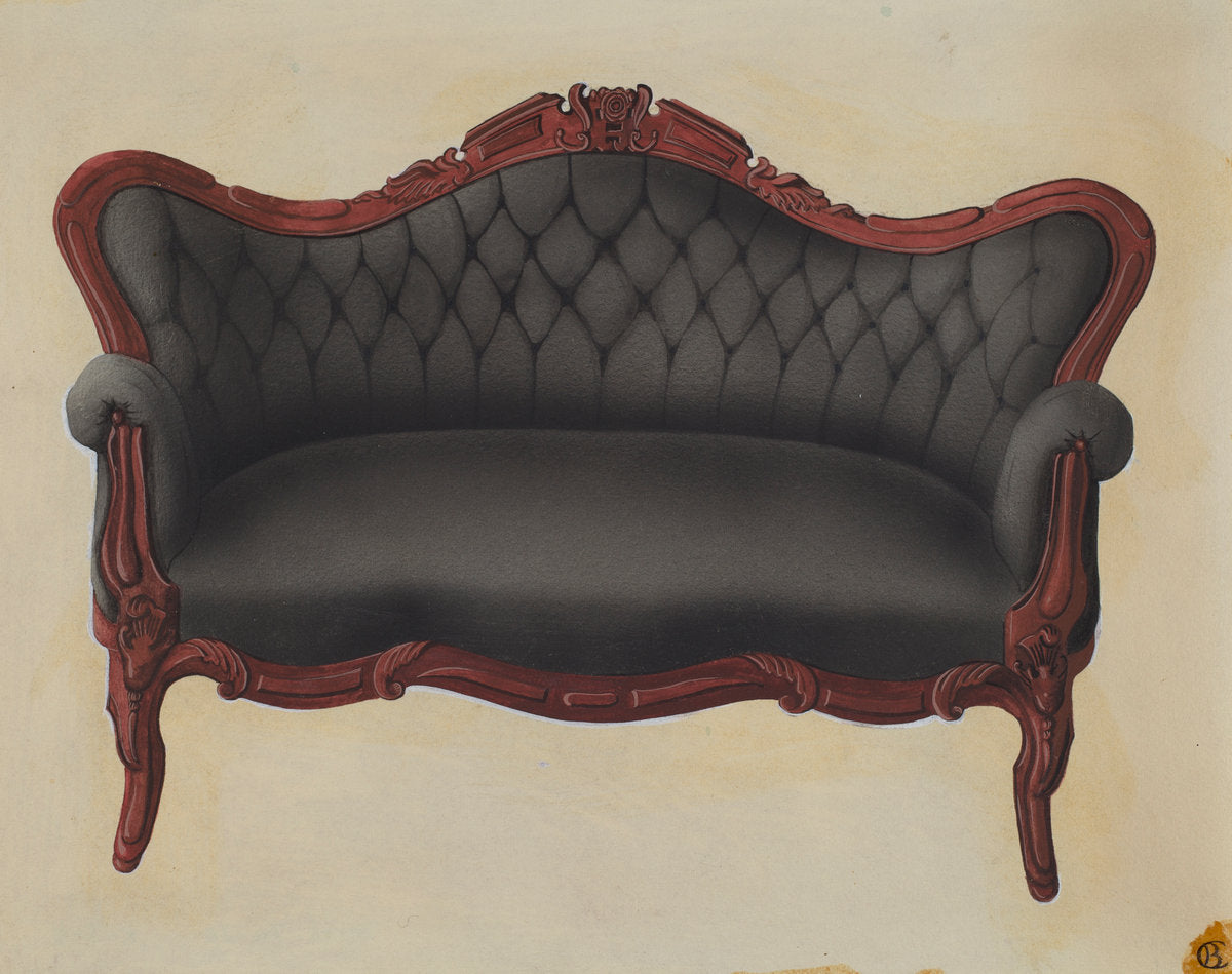 Settee Couch by Beverly Chichester (American, active c. 1935), 16X12"(A3)Poster Print