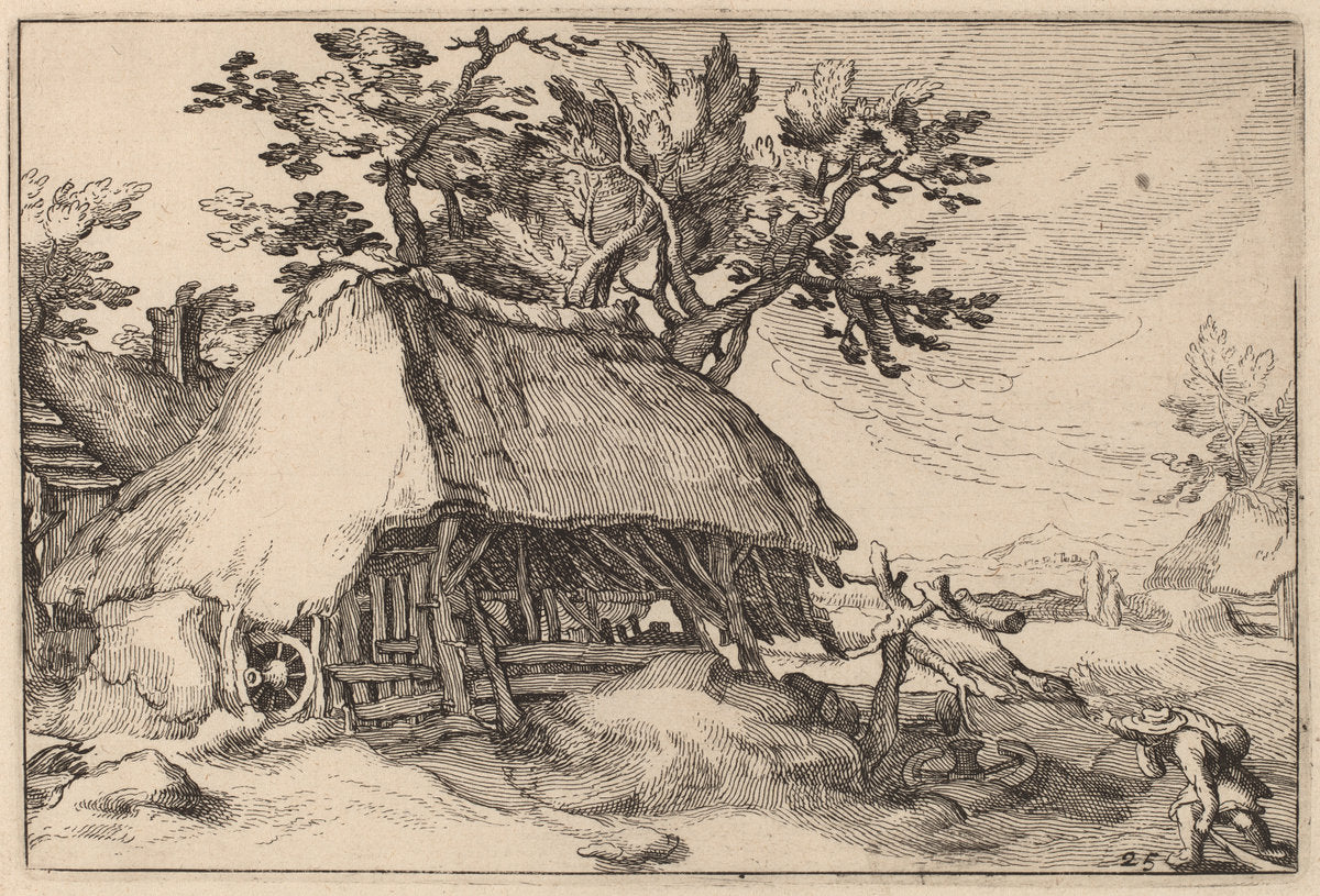 A Barn by Claes Jansz Visscher after Abraham Bloemaert after Boëtius Adams Bolswert (Dutch, 1586/1587 - 1652), 16X12"(A3)Poster Print