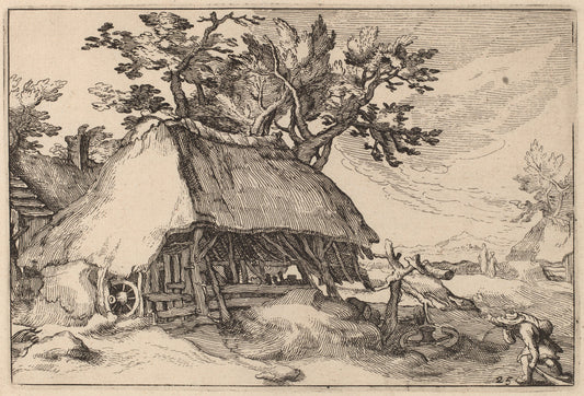 A Barn by Claes Jansz Visscher after Abraham Bloemaert after Boëtius Adams Bolswert (Dutch, 1586/1587 - 1652), 16X12"(A3)Poster Print
