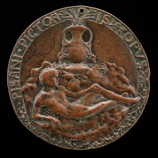 Nude Youth Lying before a Rock [reverse] by Pisanello (Italian, c. 1395 - 1455), 16X12"(A3)Poster Print