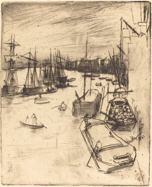 Little Wapping by James McNeill Whistler (American, 1834 - 1903), 16X12"(A3)Poster Print