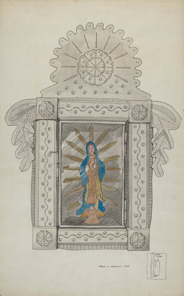 Tin Nicho Containing Guadalupe Bulto by Majel G. Claflin (American, active c. 1935), 16X12"(A3)Poster Print